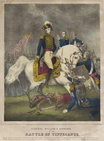 Il generale William H. Harrison alla battaglia di Tippecanoe da Nathaniel Currier