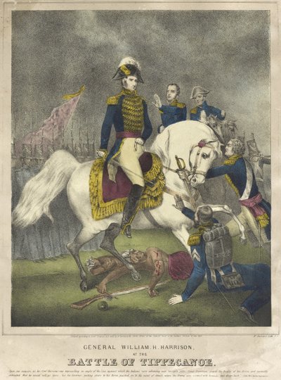 Il generale William H. Harrison alla battaglia di Tippecanoe da Nathaniel Currier