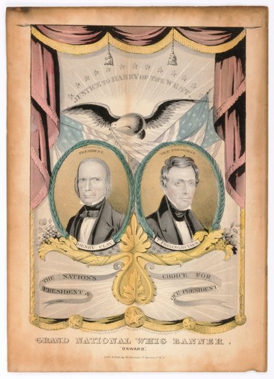 Striscione del Grand National Whig, "Avanti". da Nathaniel Currier