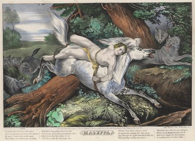 Mazeppa: Tavola 2 di un set di Quattro Tavole (Inseguito dai Lupi) da Nathaniel Currier
