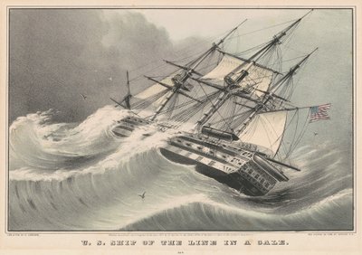 Nave da guerra degli Stati Uniti in una tempesta da Nathaniel Currier