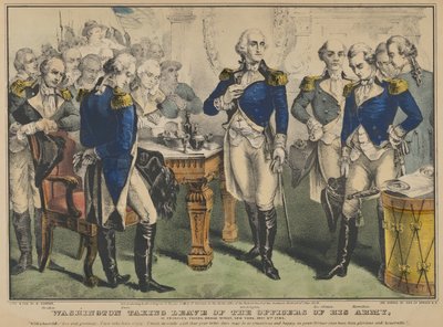 Washington si Congeda dagli Ufficiali del Suo Esercito alla Taverna di Francis, Broad Street, New York, 1848 da Nathaniel Currier
