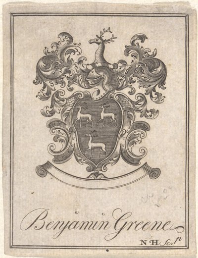 Benjamin Greene - Ex libris da Nathaniel Hurd