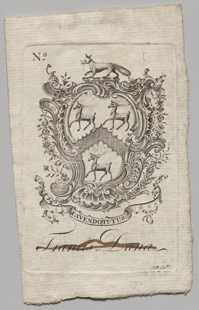 Ex Libris: Stemma con iscrizione Francis Dana da Nathaniel Hurd