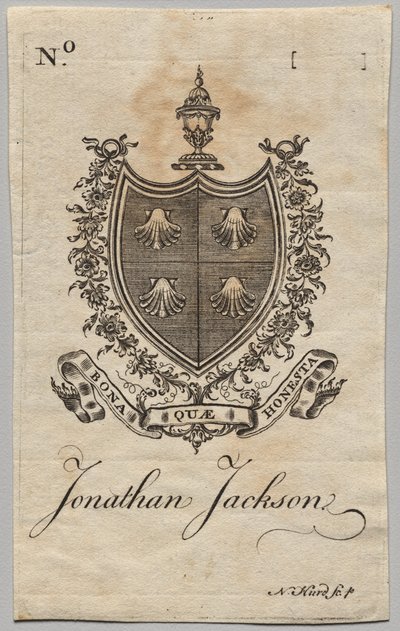 Ex Libris: Stemma con iscrizione Jonathan Jackson da Nathaniel Hurd