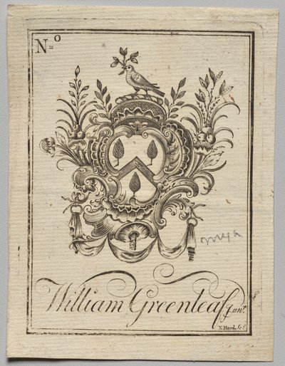 Ex Libris: Stemma con iscrizione William Greenleaf Jun.r da Nathaniel Hurd
