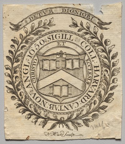 Ex Libris: Sigillo del Harvard College da Nathaniel Hurd