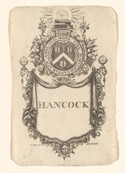 Ex libris del Harvard College (Hancock) da Nathaniel Hurd