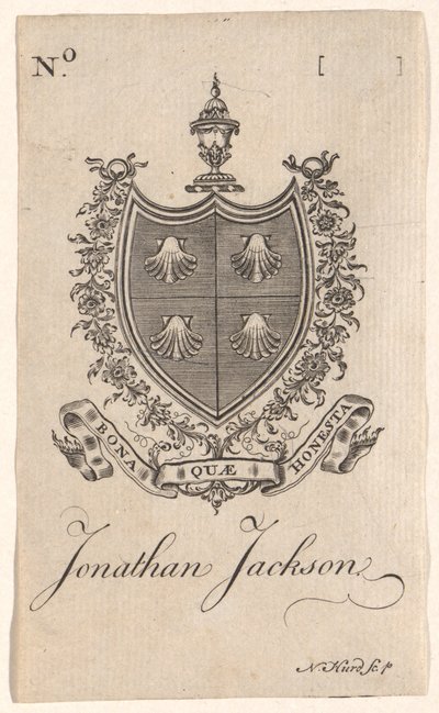 Ex libris di Jonathan Jackson da Nathaniel Hurd