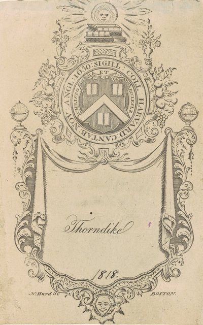 Ex libris del Harvard College con il sigillo Christo et Ecclesiæ da Nathaniel Hurd