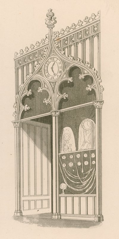 Progetto di facciata di negozio nello stile gotico decorato o fiorito da Nathaniel Whittock