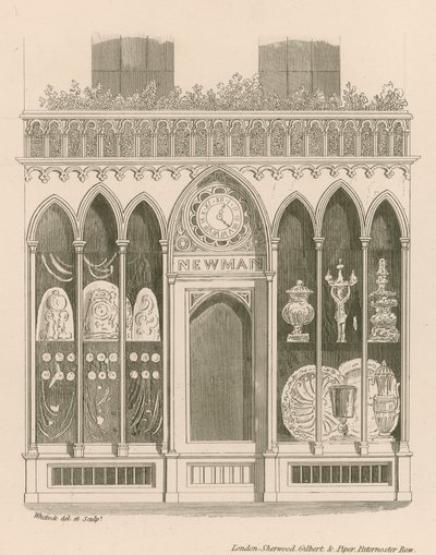 Design della facciata di un negozio nello stile inglese antico da Nathaniel Whittock