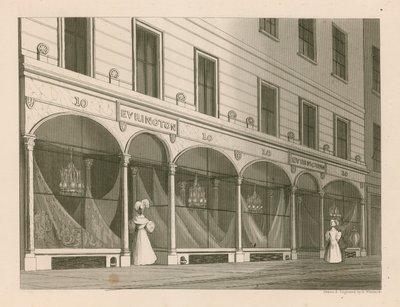 Vetrina per Messrs Everington, magazzino di scialli indiani, 10 Ludgate Street, Londra da Nathaniel Whittock