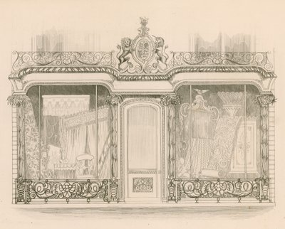 Vetrina per Messrs Saunders e Woodley, tappezzieri, Regent Street, Londra da Nathaniel Whittock