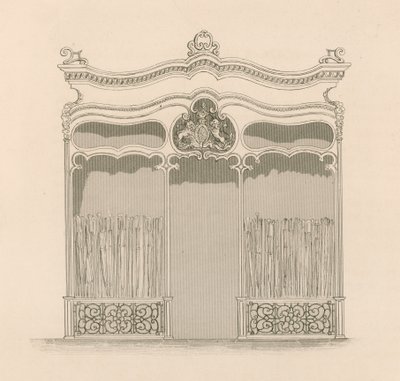 Vetrina in stile Luigi XIV francese per Messrs Sangster, commercianti di ombrelli e bastoni, Regent Street, Londra da Nathaniel Whittock