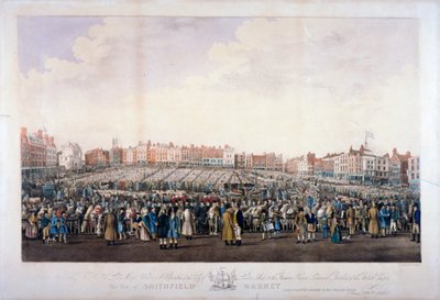 Mercato di Smithfield, West Smithfield, Città di Londra da Nathaniel Whittock