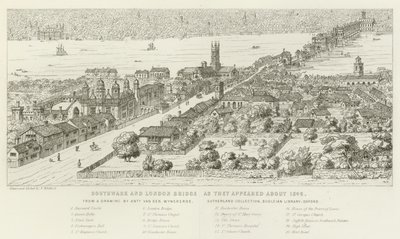 Southwark e London Bridge, come apparivano intorno al 1546 da Nathaniel Whittock