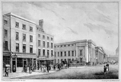 Vista lungo Aldersgate Street e St Martin-le-Grand verso la Cattedrale di St Paul da Nathaniel Whittock
