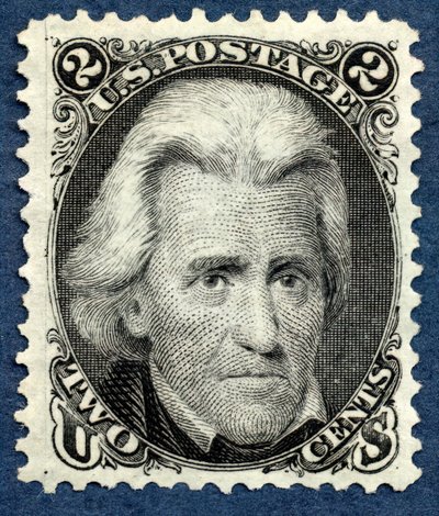 2c Andrew Jackson ristampa singola, 1875 da National Bank Note Company
