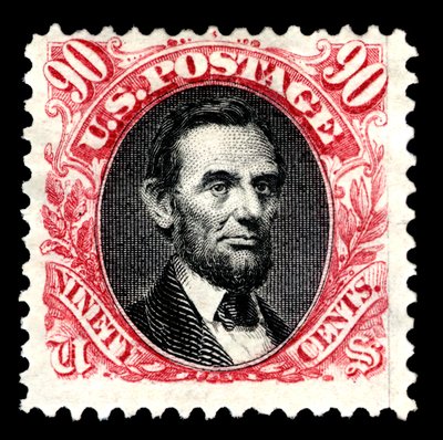 Francobollo da 90c di Abraham Lincoln (ristampa) da National Bank Note Company