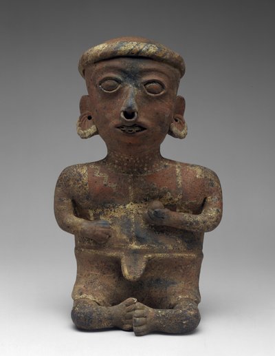 Figura maschile, parte di coppia seduta, 300 a.C.-300 d.C. da Nayarit Nayarit