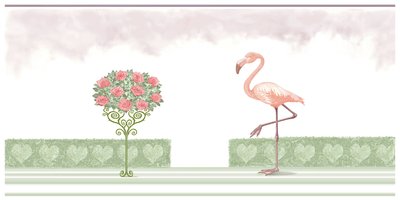 Famingo e cespuglio di rose, 2021 (digitale) da Neale Osborne