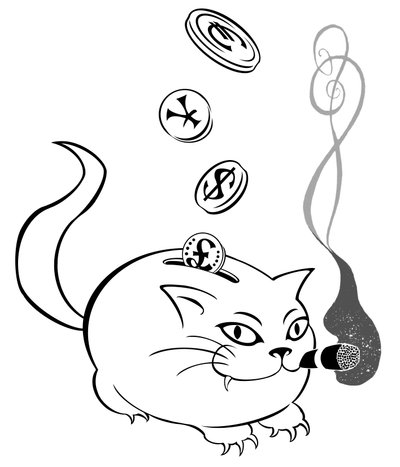 Gatto grasso salvadanaio - illustrazione allegorica della crisi finanziaria da Neale Osborne