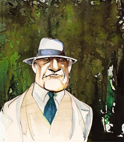 Jean Sibelius, caricatura come uomo anziano da Neale Osborne