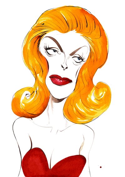Julie London cantante e attrice americana (1926-2000); caricatura a colori da Neale Osborne