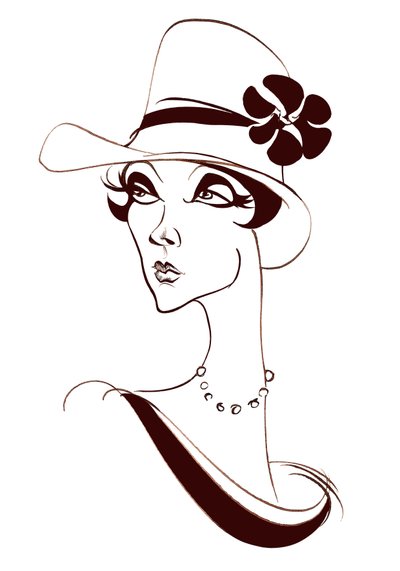 Modella con perle e un cappello alto da Neale Osborne