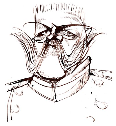 Paul von Hindenburg - Generale e presidente tedesco nato in Polonia (1847-1934); caricatura da Neale Osborne