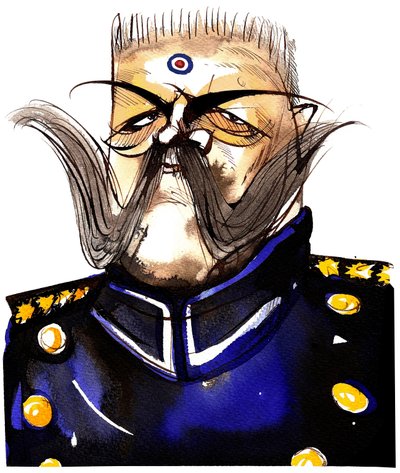 Paul von Hindenburg - Generale e presidente tedesco nato in Polonia (1847-1934); caricatura a colori da Neale Osborne