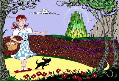 Il meraviglioso mago di Oz: Dorothy e Toto sulla strada di mattoni gialli verso la Città di Smeraldo da Neale Osborne