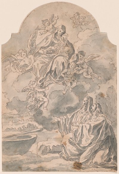 La Vergine e il Bambino che appaiono a due monache da Neapolitan 17th Century