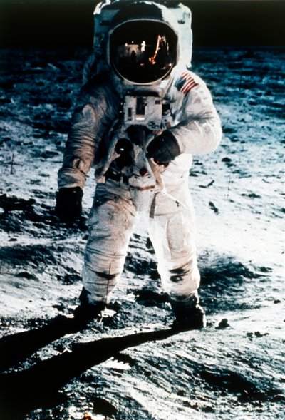Buzz Aldrin sulla Luna, missione Apollo 11, luglio 1969 da Neil Armstrong