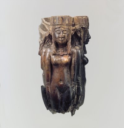 Manico di ventaglio o scacciamosche a forma di quattro figure femminili, c.8°-7° secolo a.C. (avorio) da Neo Assyrian
