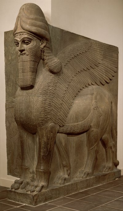 Leone alato con testa umana (lamassu), c.883-859 a.C. da Neo Assyrian