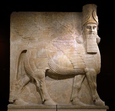 Toro alato dalla corte VIII nel palazzo del re Sargon II, Khorsabad, 721-705 a.C. (gesso?) da Neo Assyrian Neo Assyrian