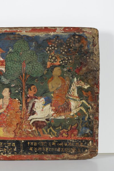 Dettaglio di una copertina di manoscritto buddista da Nepalese School