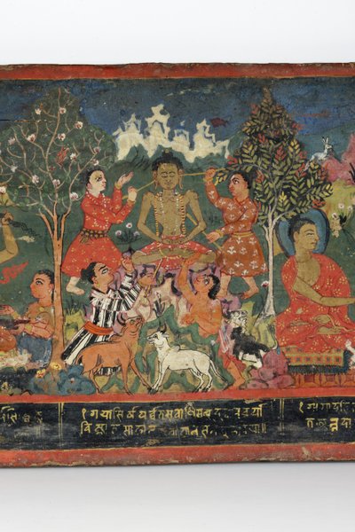 (dettaglio) da una copertina di manoscritto buddhista da Nepalese School