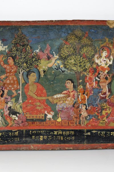 (dettaglio) da una copertina di manoscritto buddhista da Nepalese School