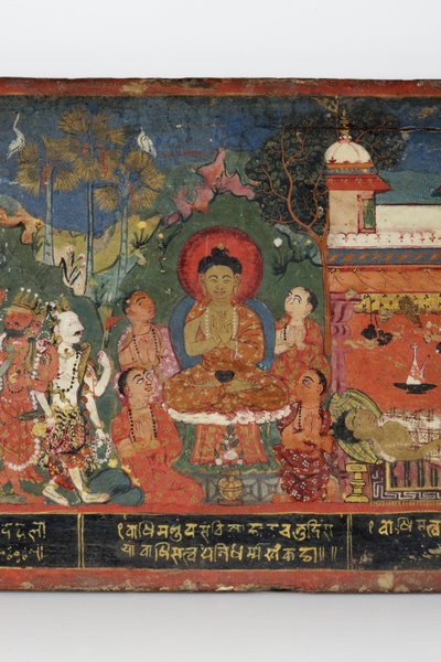 (dettaglio) da una copertina di manoscritto buddhista da Nepalese School