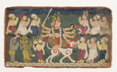 Mahalakshmi che cavalca il suo leone, dal Devimahatmya, c.1750 da Nepalese School
