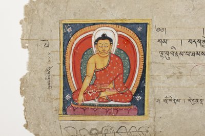 Pagina di un manoscritto buddista, possibilmente dal Mahashitalanika, c.1400 da Nepalese School