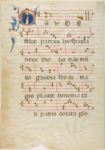 San Domenico in una iniziale istoriata "G" da un antifonario da Neri da Rimini