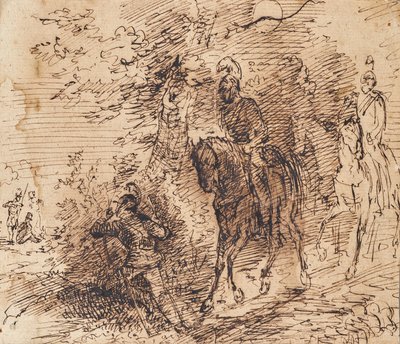 Soldati a cavallo osservano tre altri soldati da Leopold Blonder
