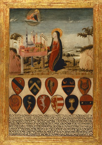 La Vergine Maria affida la città di Siena a Gesù da Neroccio di (1447 1500) Landi