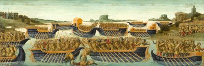 La battaglia di Azio, c.1475-1480 (tempera e foglia d