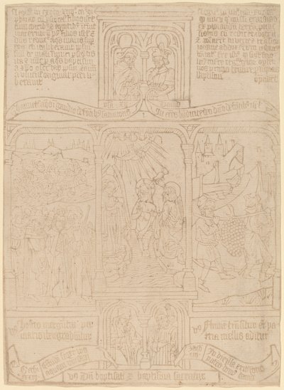 Il battesimo di Cristo; Il passaggio del Faraone attraverso il Mar Rosso; Giosuè e Caleb da Netherlandish 15th Century