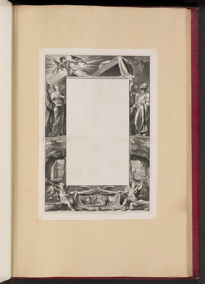 Illustrazione di confine con santi e scene della vita di Cristo da Netherlandish 17th Century